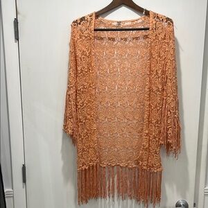 Orange Lace Fringe Cover-Up